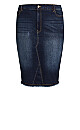 Plus Size Denim Stretch Skirt - dark wash