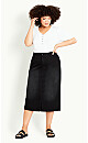 Denim Midi Skirt - black