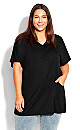 Plus Size Pocket Pleat Tunic - black