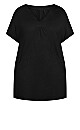 Plus Size Pocket Pleat Tunic - black