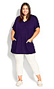 Plus Size Pocket Pleat Tunic - violet