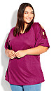 Plus Size Crochet Cut Out Top - plum