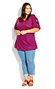 Plus Size Crochet Cut Out Top - plum