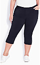 Plus Size Super Stretch Split Hem Capri - Navy