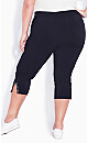 Plus Size Super Stretch Split Hem Capri - Navy