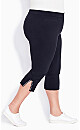 Plus Size Super Stretch Split Hem Capri - Navy