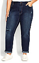 Plus Size Girlfriend Rip Jean Dark Wash - average