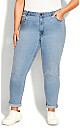 Plus Size Stretch Girlfriend Light Wash Jean Average Length