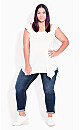 Plus Size Stretch Girlfriend Mid Wash Jean Average Length