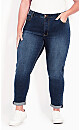 Plus Size Stretch Girlfriend Mid Wash Jean Average Length