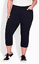 Plus Size Lace Up Capri Pant - Black