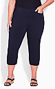 Plus Size Lace Up Capri Pant - Navy