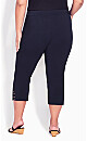 Plus Size Lace Up Capri Pant - Navy