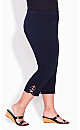 Plus Size Lace Up Capri Pant - Navy