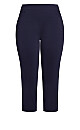 Plus Size Lace Up Capri Pant - Navy