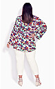 Boho Bell Sleeve Tier Sharkbite Hem Top - ivory abstract