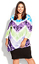 3/4 Sleeve Tie Dye Top - purple