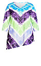 3/4 Sleeve Tie Dye Top - purple