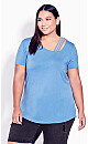 V Cut Out Top - sky blue