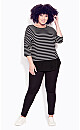 Rib Stripe Top - black