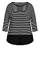 Rib Stripe Top - black