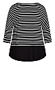 Rib Stripe Top - black