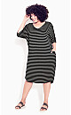 Knit Pocket Dress - black stripe