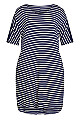 Knit Pocket Dress - navy stripe