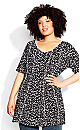 Swing Panel Print Tunic - black