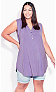 Plus Size Smock Henley Tunic - turquoise 