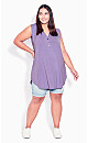 Plus Size Smock Henley Tunic - turquoise 