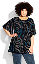 Plus Size Flutter Sleeve Top - blue spot