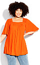 Smock Square Neck Top - orange