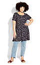 Love Swing Print Tunic - navy spot