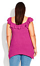 Serena Ruffle Neckline Fuchsia Top