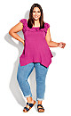 Serena Ruffle Neckline Fuchsia Top