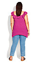 Serena Ruffle Neckline Fuchsia Top