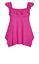 Serena Ruffle Neckline Fuchsia Top