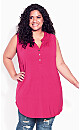 Plus Size Smock Henley Tunic - fuschia