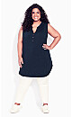 Plus Size Smock Henley Tunic - navy