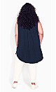 Plus Size Smock Henley Tunic - navy