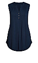 Plus Size Smock Henley Tunic - navy