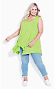 Plus Size V Neck Swing Tank - lime green