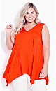 Plus Size V Neck Swing Tank - orange