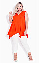 Plus Size V Neck Swing Tank - orange