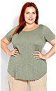 Plus Size Slub Short Sleeve Tee - Light Green