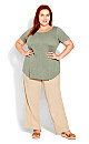 Plus Size Slub Short Sleeve Tee - Light Green