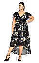 Flirty Tier Print Maxi Dress - black