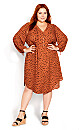 Woven Print Shirt Dress - ginger