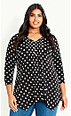 3/4 Sleeve Pintuck Top - black spot